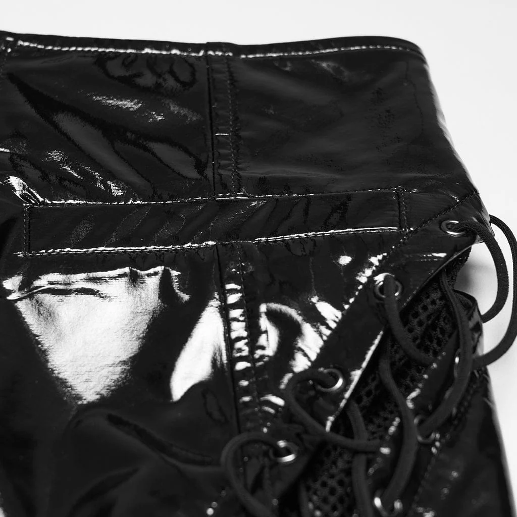 Women's Punk Mesh Splice Zip Skirt - Image 9