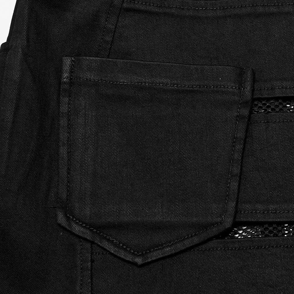 Women's Punk Mesh Splice Zipper Skirt Black - Image 7