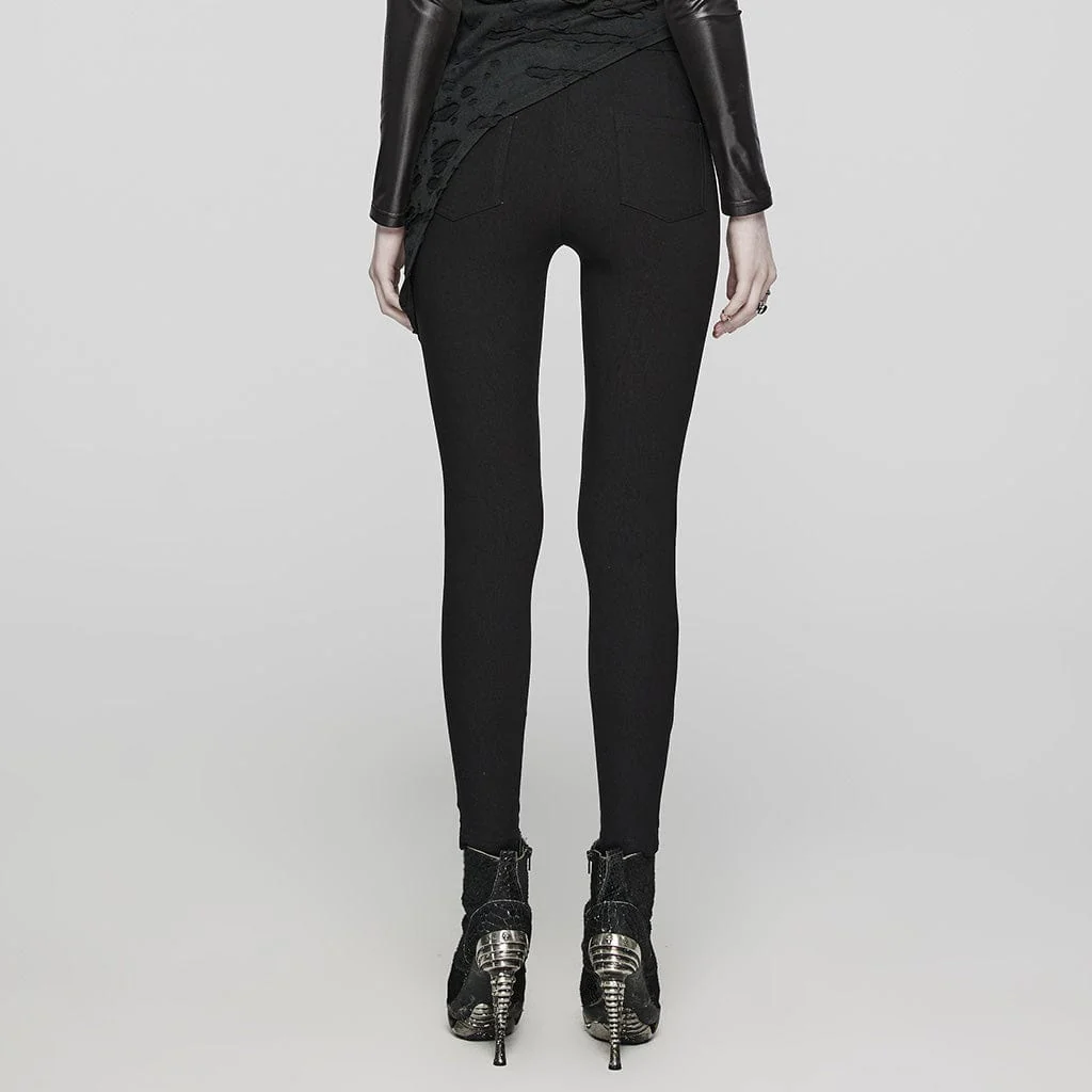 Women's Punk Mesh Strappy Stud Leggings - Image 3