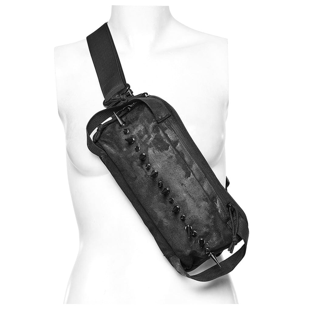 Women's Punk Military Style Rivets Shoulder Bag - Image 9
