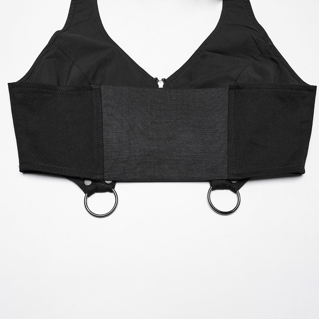 Women's Punk Multi-pockets Halterneck Tank Top with Skirt - Image 7