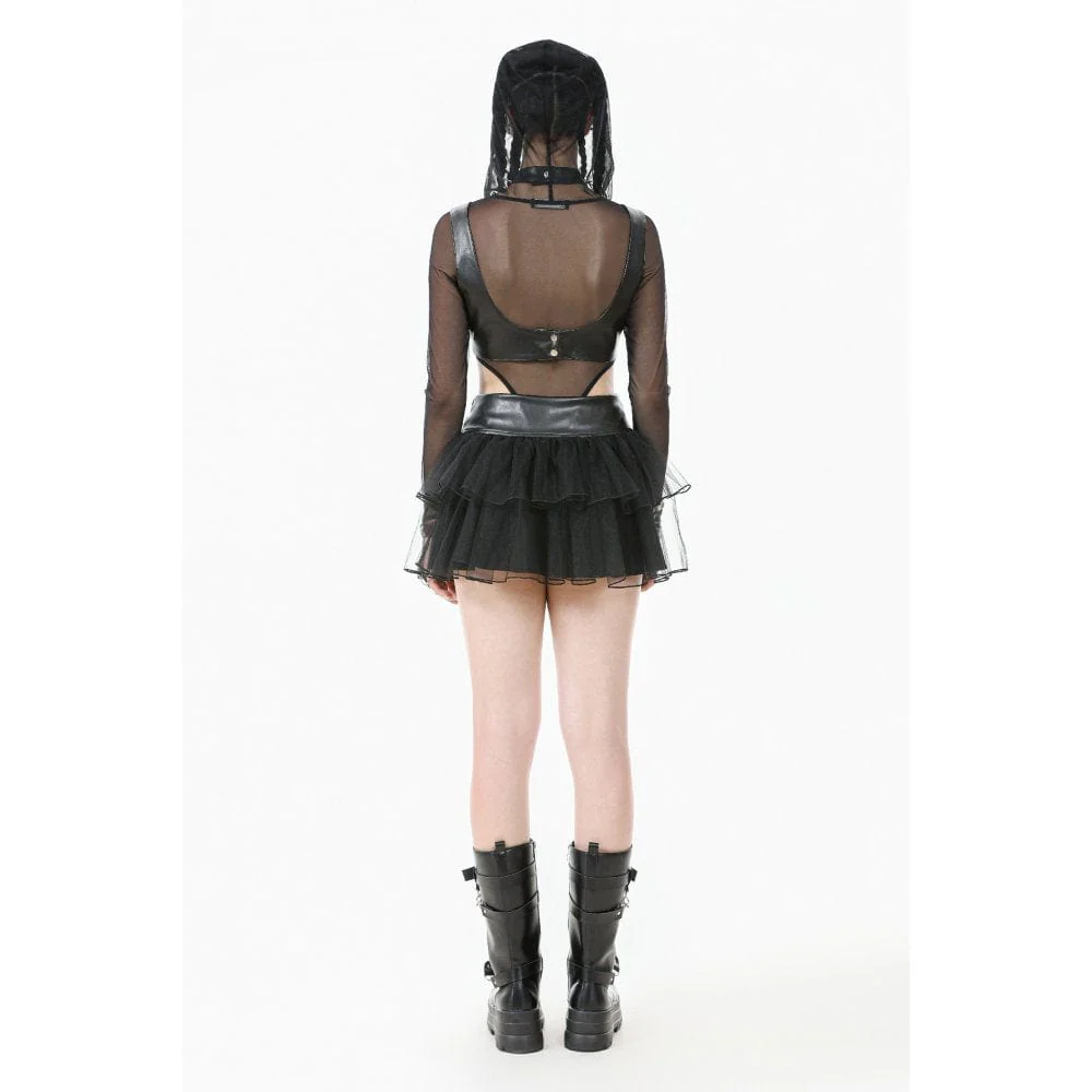 Women's Punk Multilayered Mesh Short Skirt - Image 10