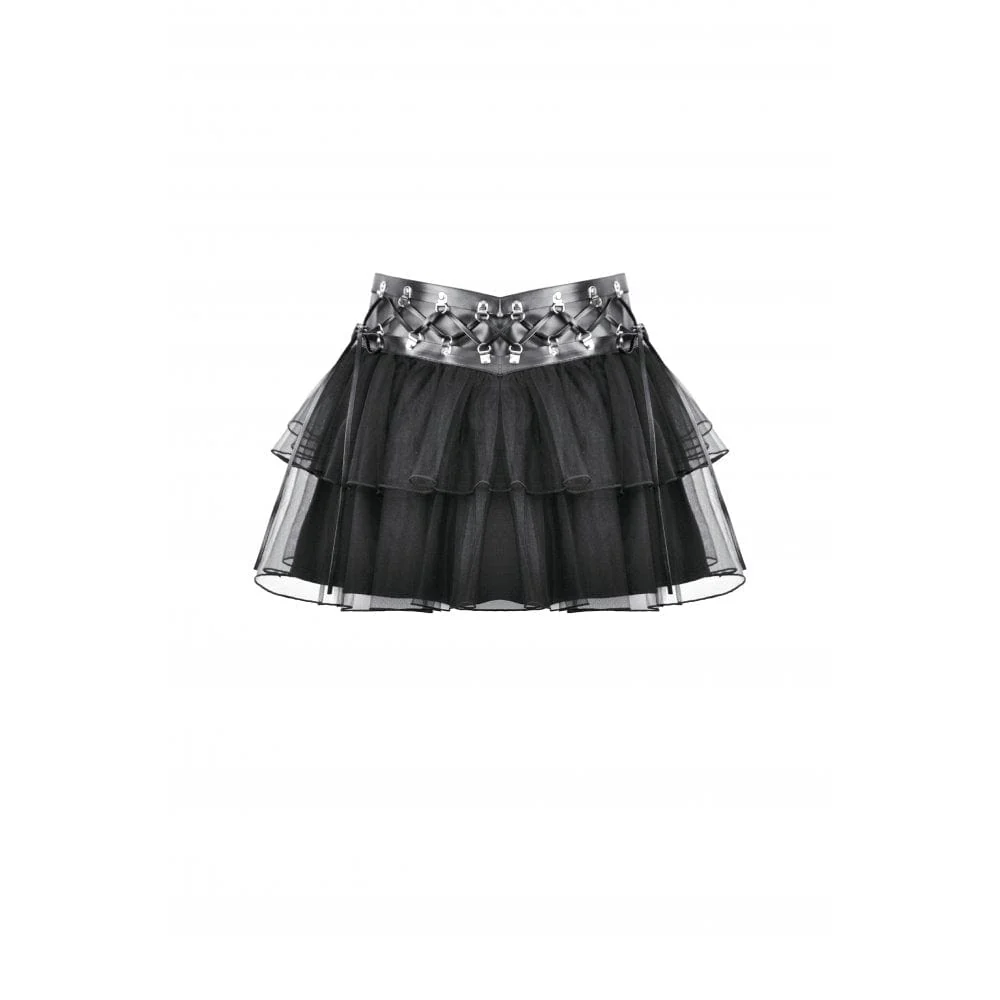 Women's Punk Multilayered Mesh Short Skirt - Image 11