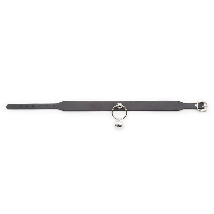 Women's Punk O-ring Black Choker With Little Bell - Image 6