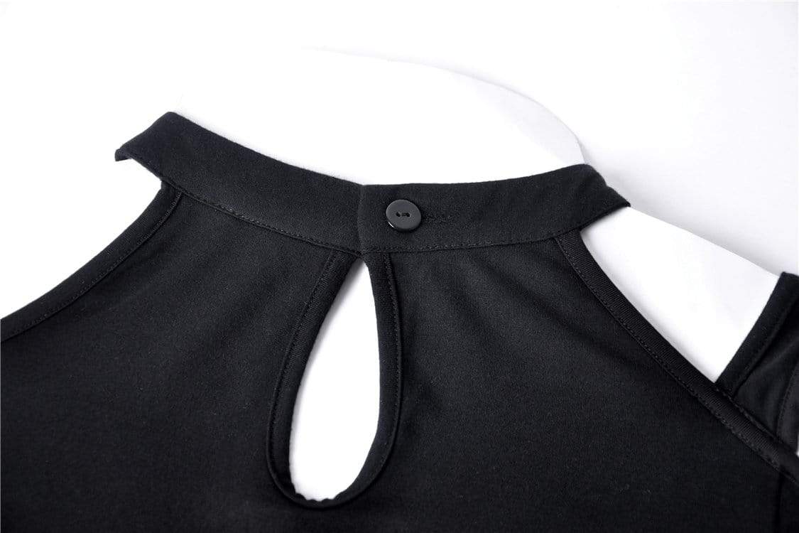 Women's Punk Off Shoulder Halterneck Long Sleeved T-shirts - Image 8