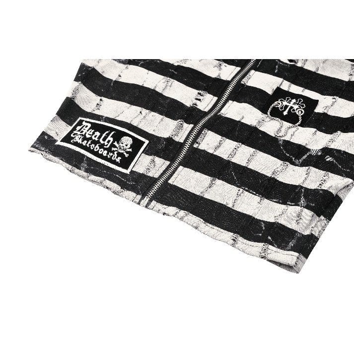 Women's Punk Off-the-Shoulder Bunny Striped Crop Top - Image 20