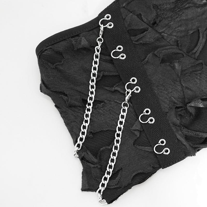 Women's Punk Off-the-shoulder Ripped Shirt - Image 12