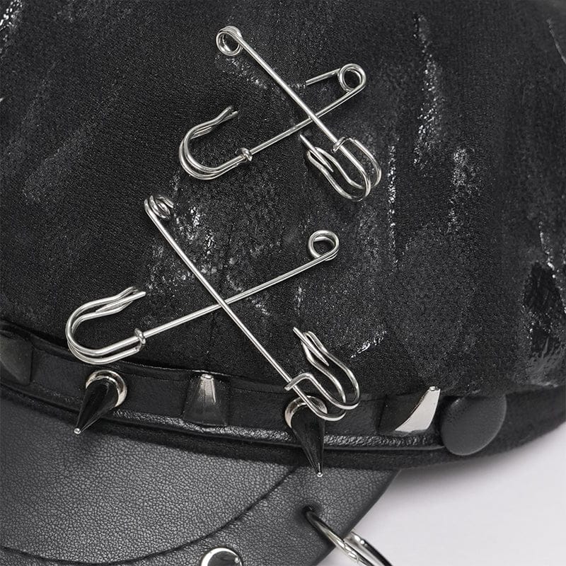 Women's Punk Paper Clip Studded Ring Hat - Image 8