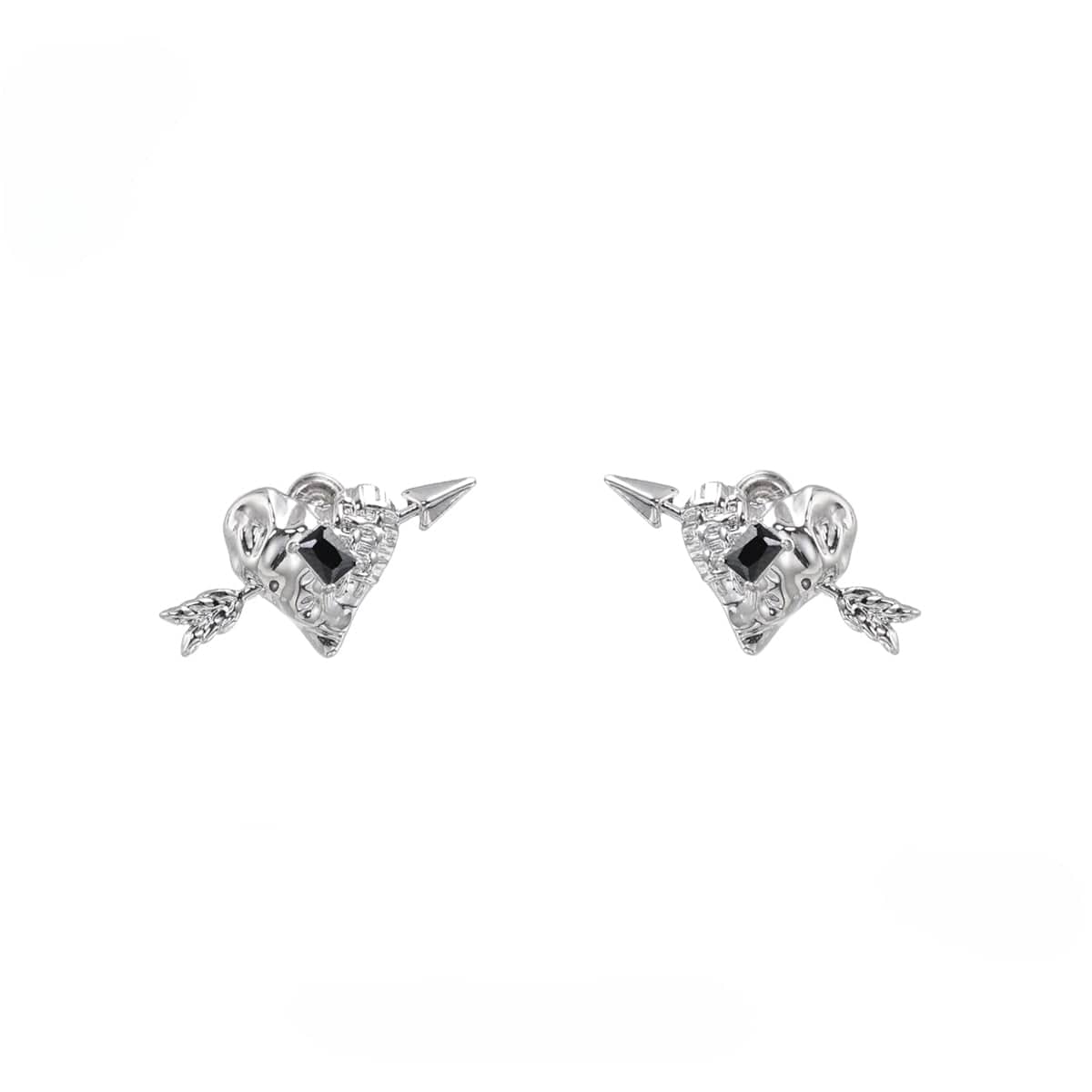 Women's Punk Pierced Arrow Heart Earrings - Image 5