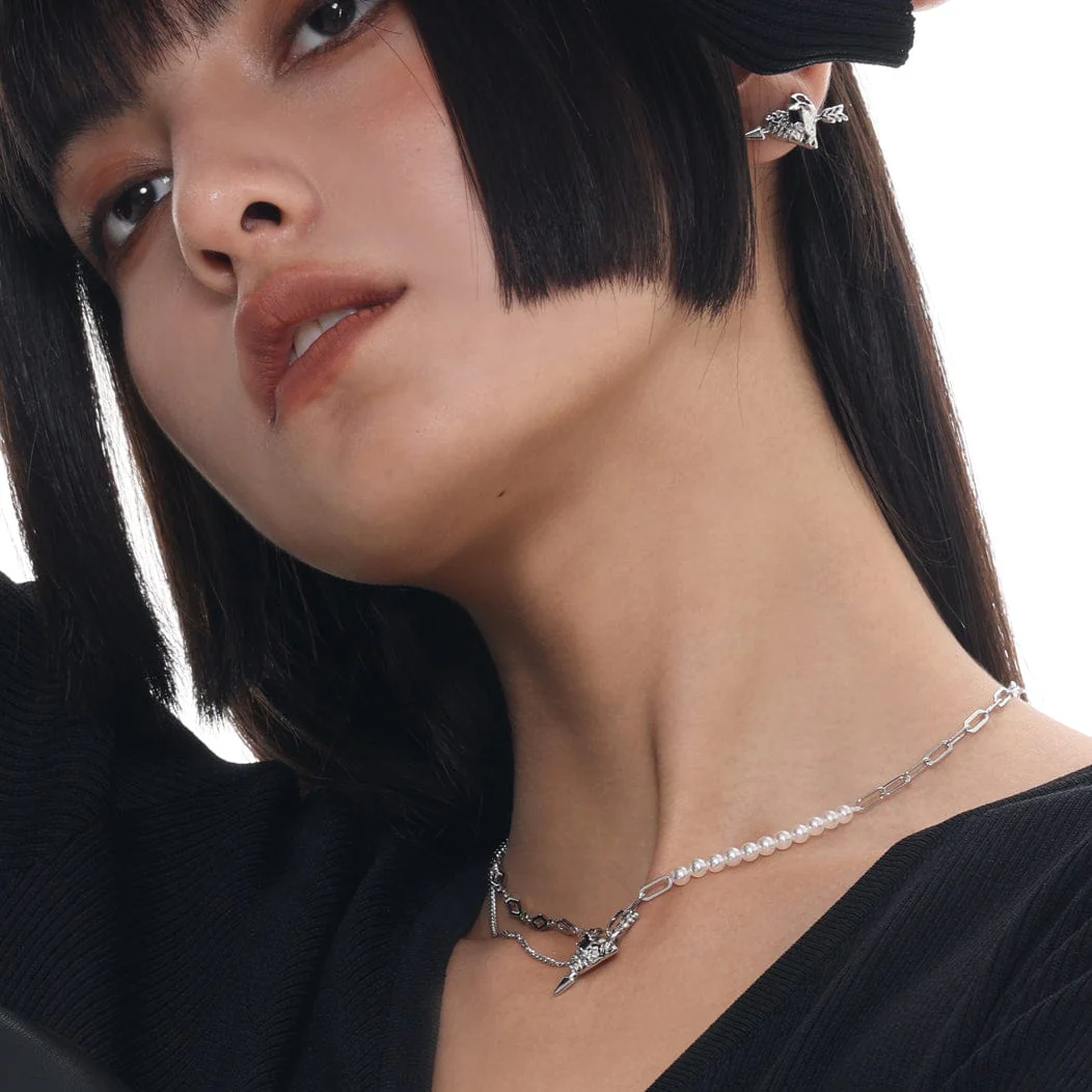 Women's Punk Pierced Arrow Heart Necklace - Image 2