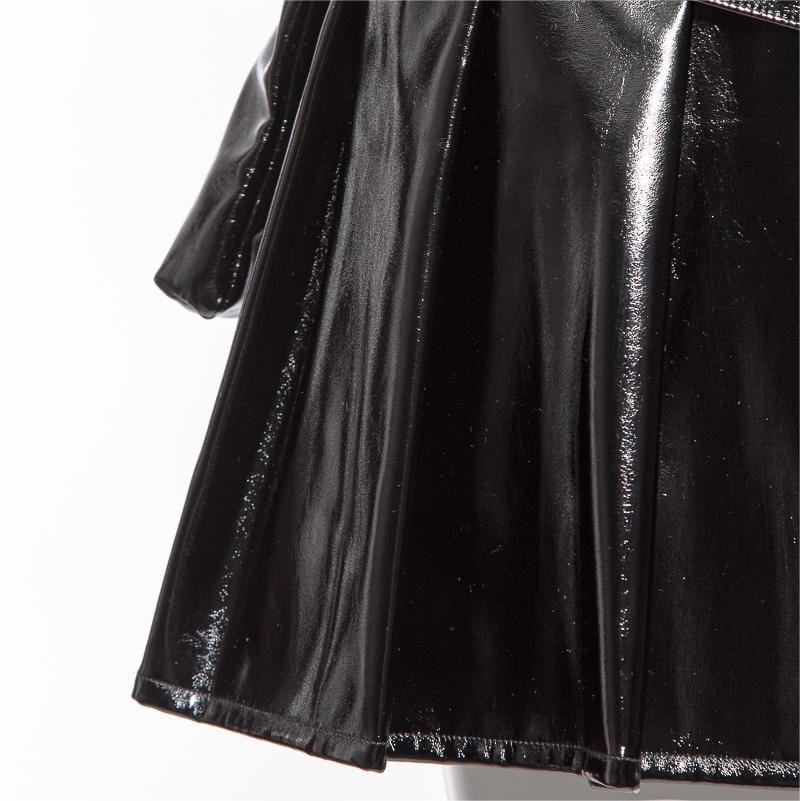 Women's Punk Pleated Faux Leather Short Skirt - Image 11