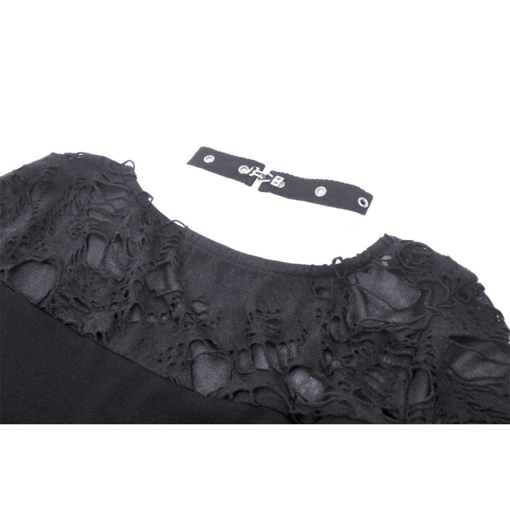 Women's Punk Plunging Eyelet Ripped Crop Top - Image 14
