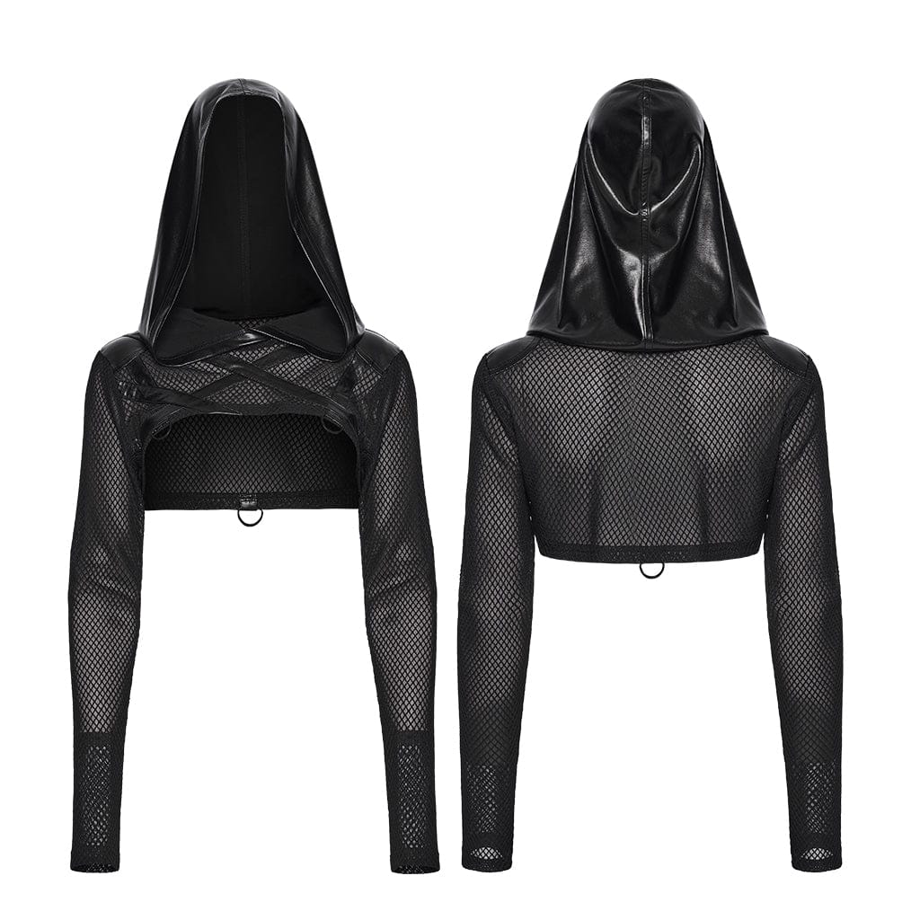 Women's Punk Pullover Sheer Hooded Cape - Image 4