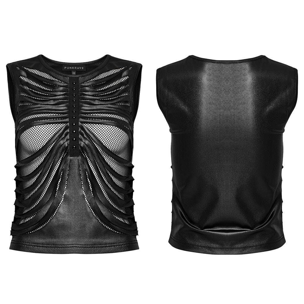 Women's Punk Ribbed Mesh Splice Tank Top - Image 5