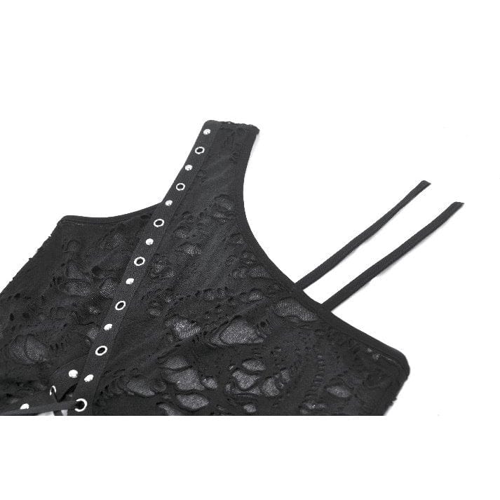 Women's Punk Ripped Asymmetrical Hem Tank Top - Image 14