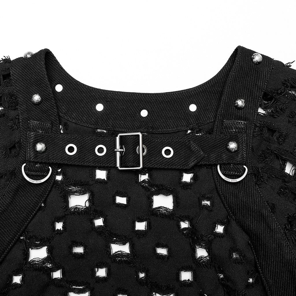 Women's Punk Ripped Buckle Cardigan - Image 6