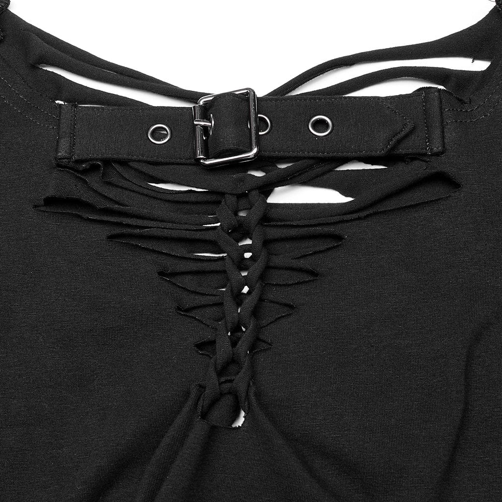 Women's Punk Ripped Buckle Shirt - Image 7