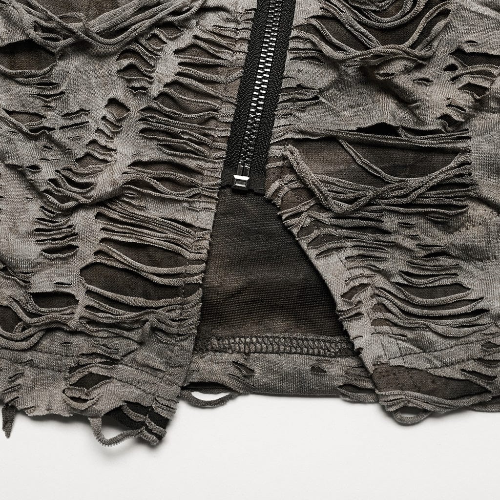 Women's Punk Ripped Distressed Short Sleeved Shirt - Image 8