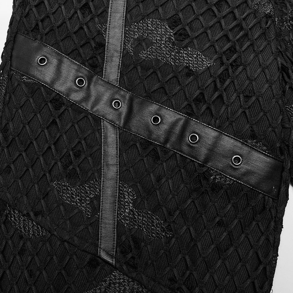 Women's Punk Ripped Mesh Denim Pants - Image 7
