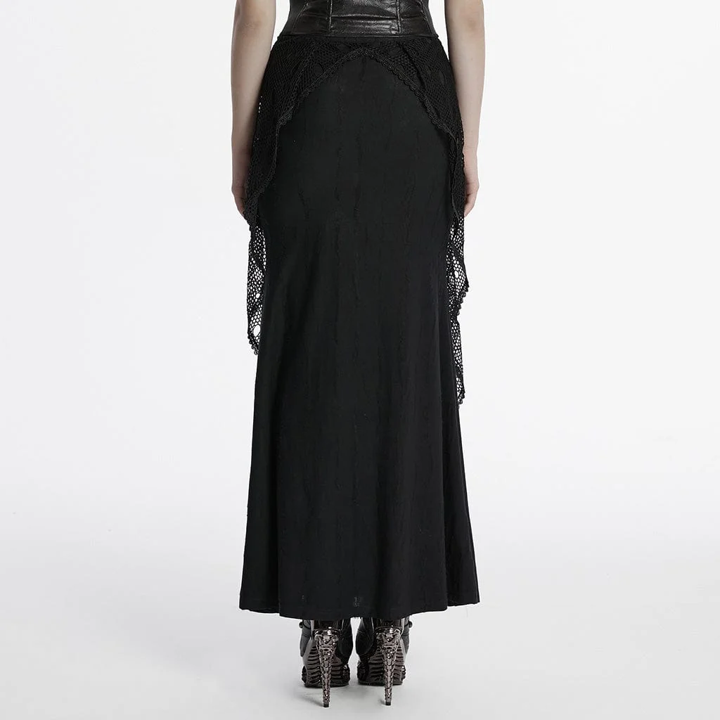 Women's Punk Ripped Mesh Splice Fishtail Skirt - Image 3