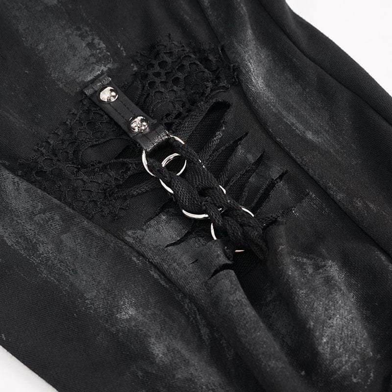 Women's Punk Ripped Metal Chain Lantern Pants - Image 10