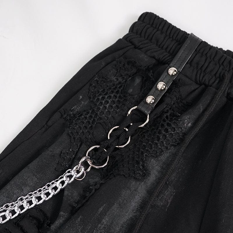 Women's Punk Ripped Metal Chain Lantern Pants - Image 9