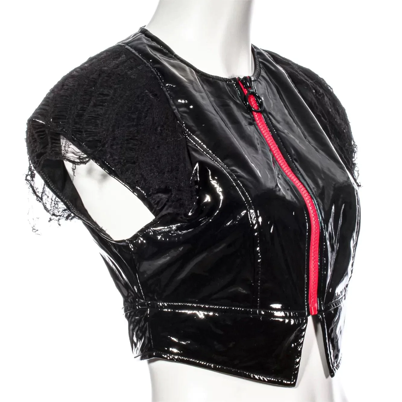 Women's Punk Ripped Patent Leather Crop Top - Image 7