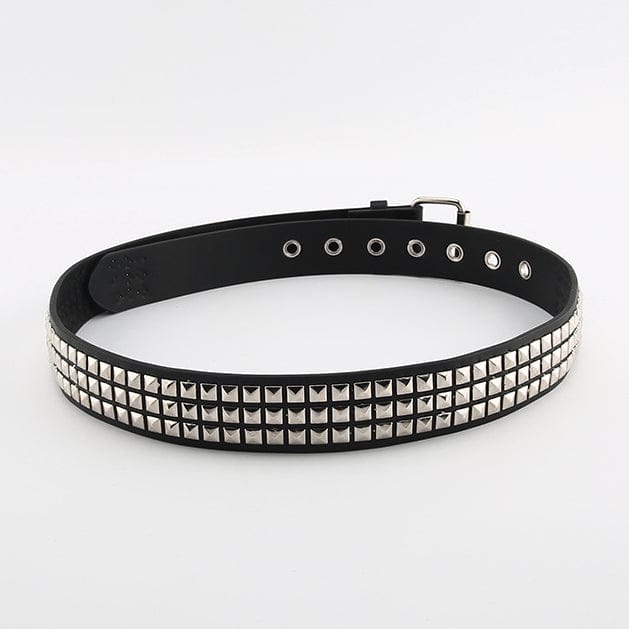 Women's Punk Rivets Faux Leather Belt with Metal Chain - Image 5
