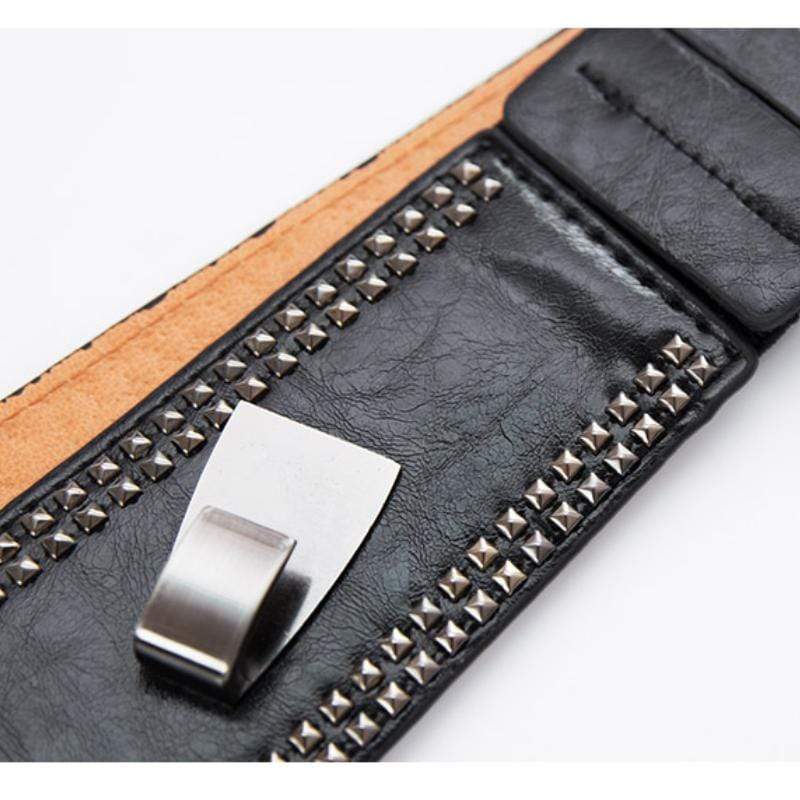 Women's Punk Rivets Faux Leather Buckles Belts - Image 4