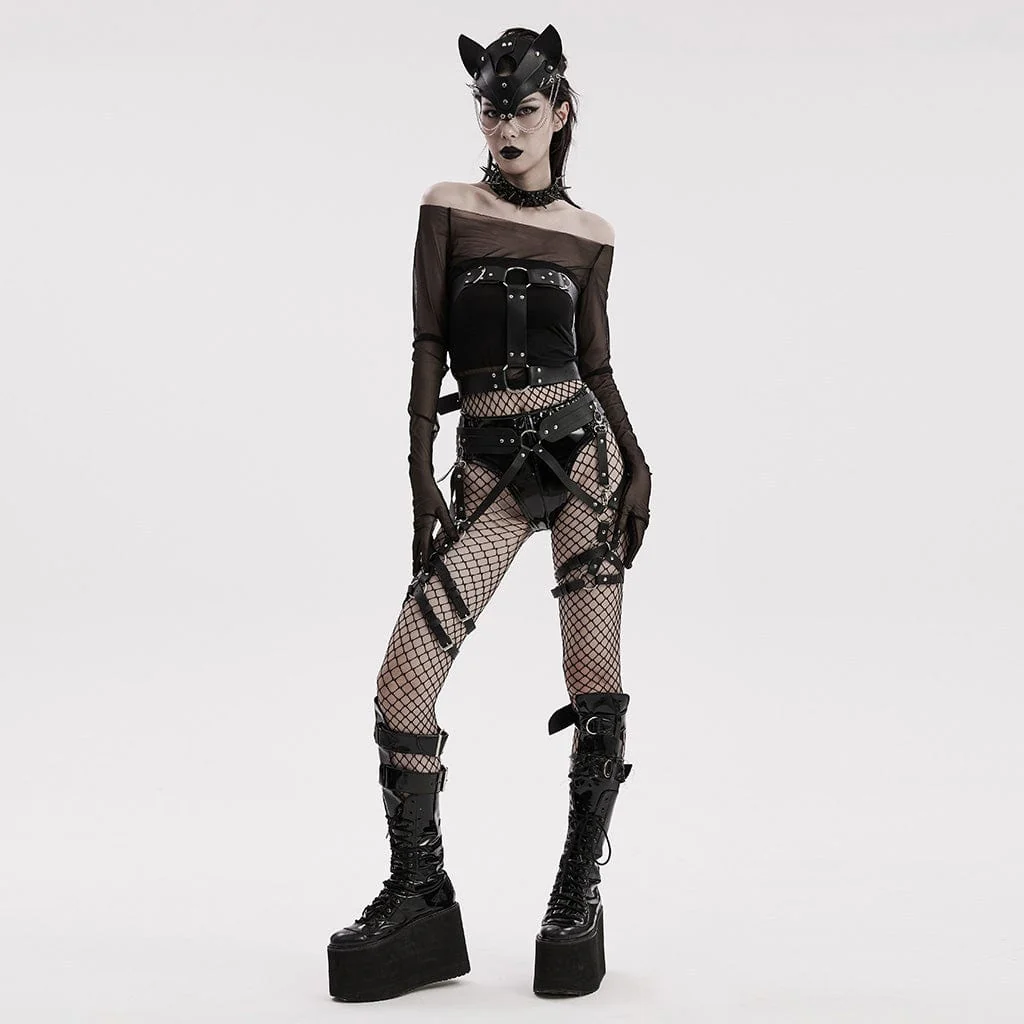 Women's Punk Rivets Faux Leather Choker - Image 3