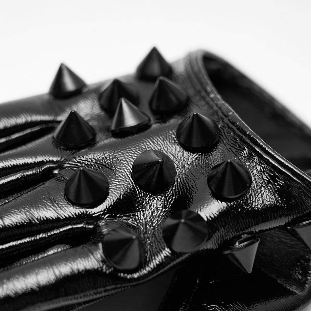 Women's Punk Rivets Faux Leather Gloves - Image 5