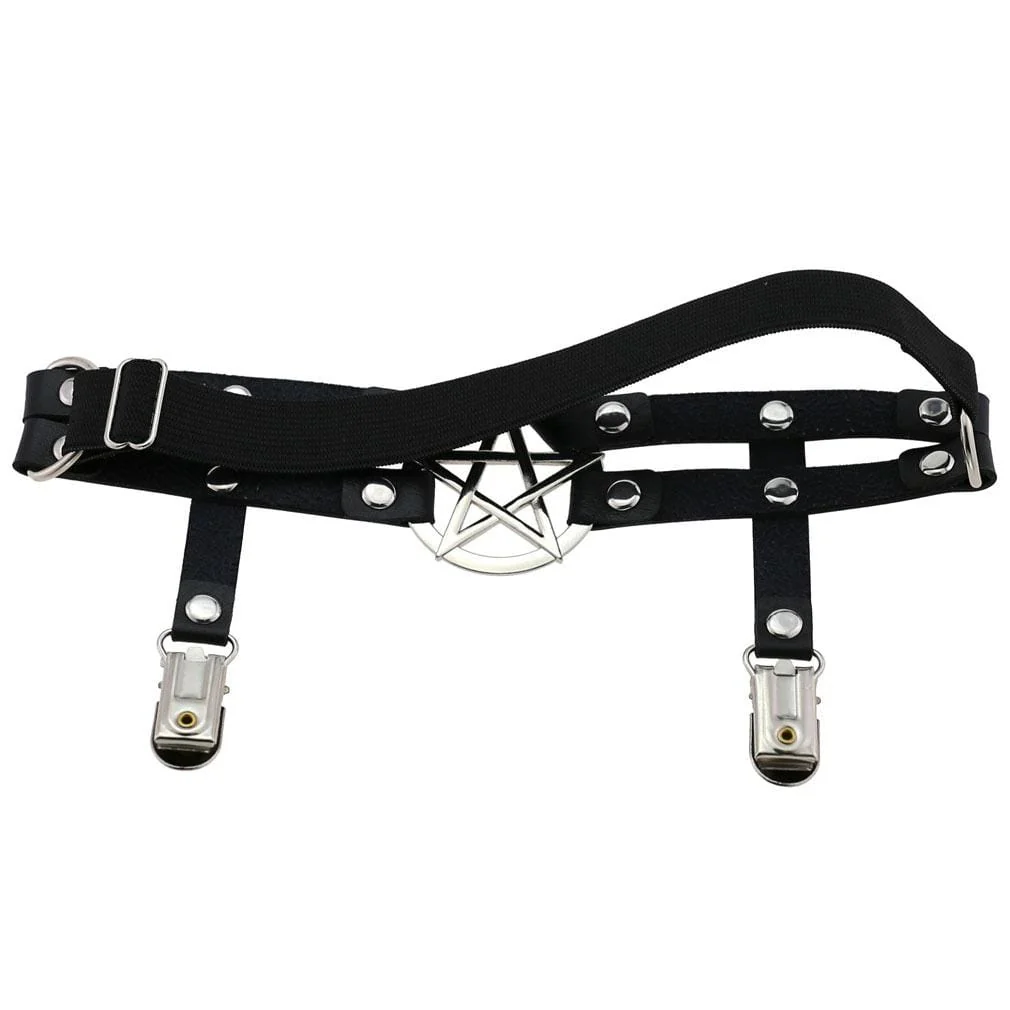 Women's Punk Rivets Metal Pentagram Leg Harnesses - Image 2