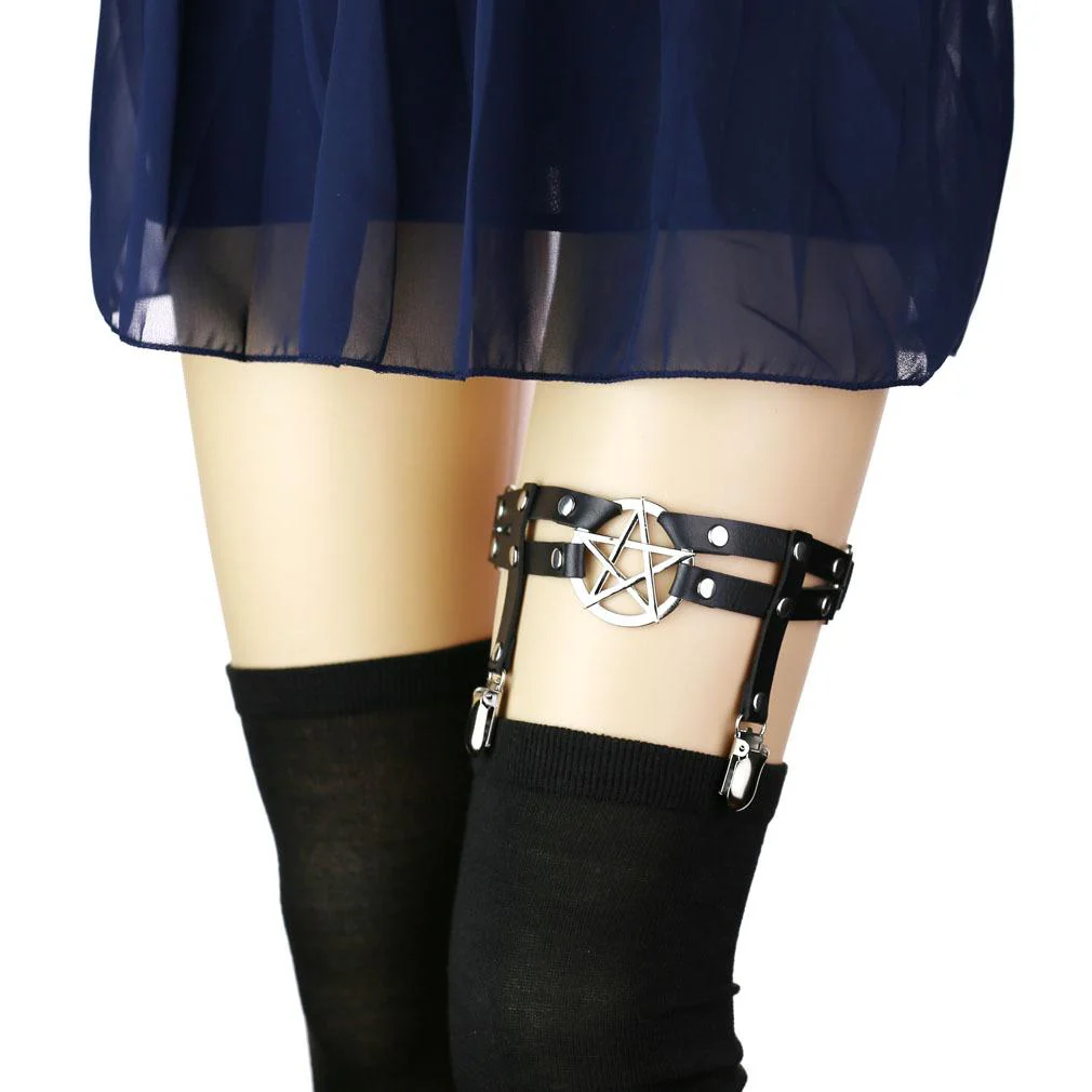 Women's Punk Rivets Metal Pentagram Leg Harnesses - Image 5