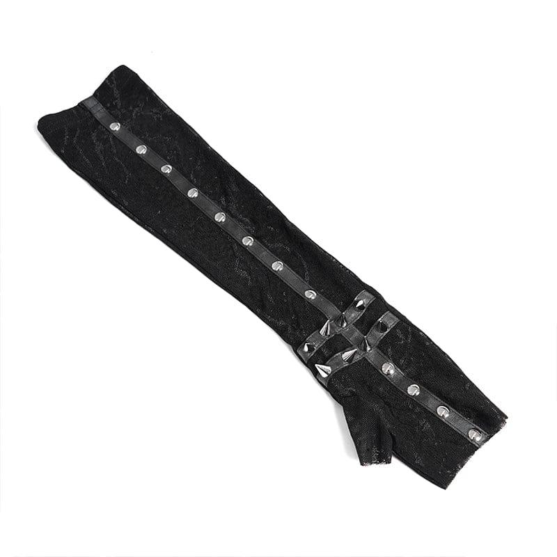Women's Punk Rivets Printed Mesh Gloves - Image 7
