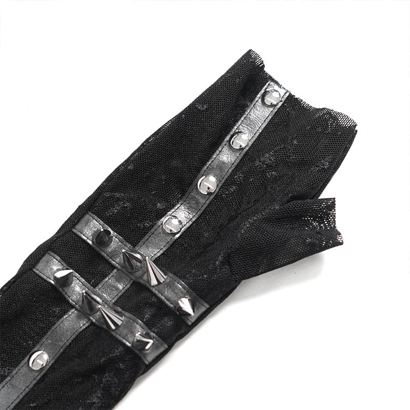 Women's Punk Rivets Printed Mesh Gloves - Image 8