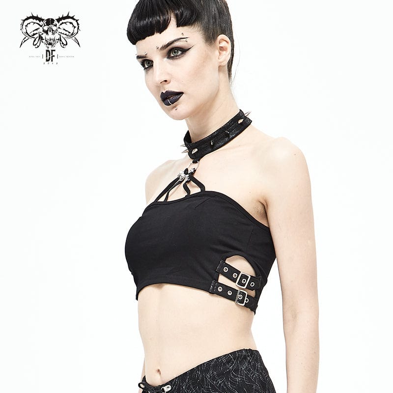 Women's Punk Rivets Skull Halterneck Bustier - Image 2