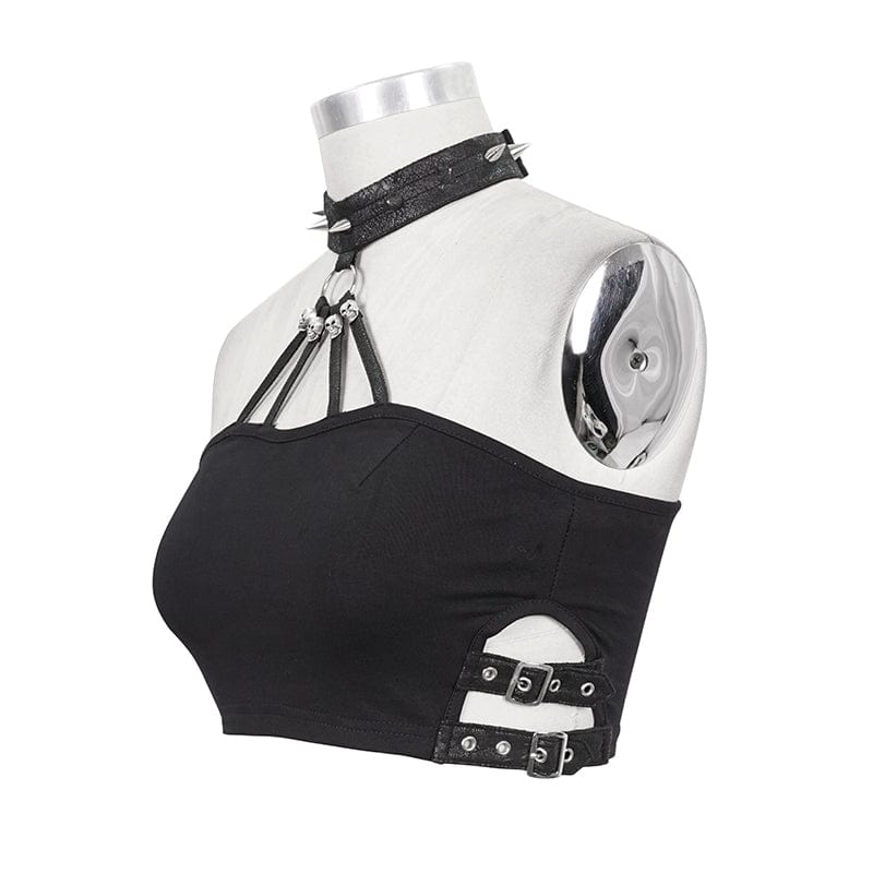 Women's Punk Rivets Skull Halterneck Bustier - Image 5