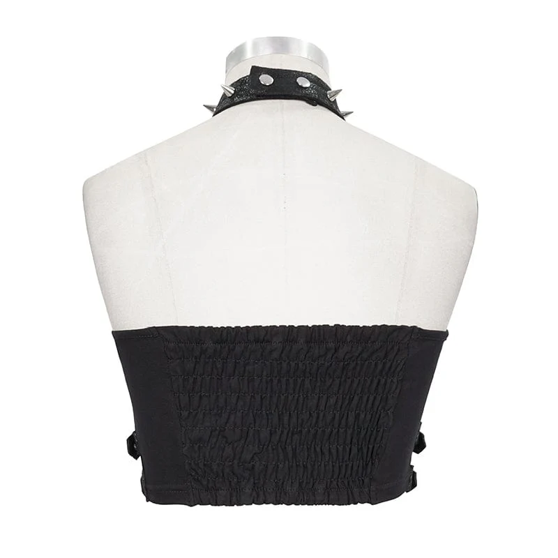 Women's Punk Rivets Skull Halterneck Bustier - Image 7