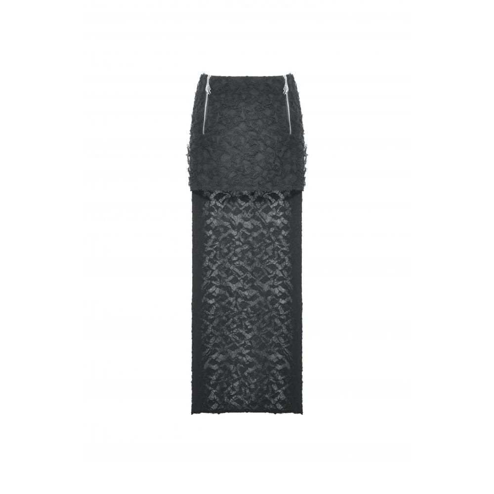 Women's Punk Ruched Ripped High-low Skirt - Image 11