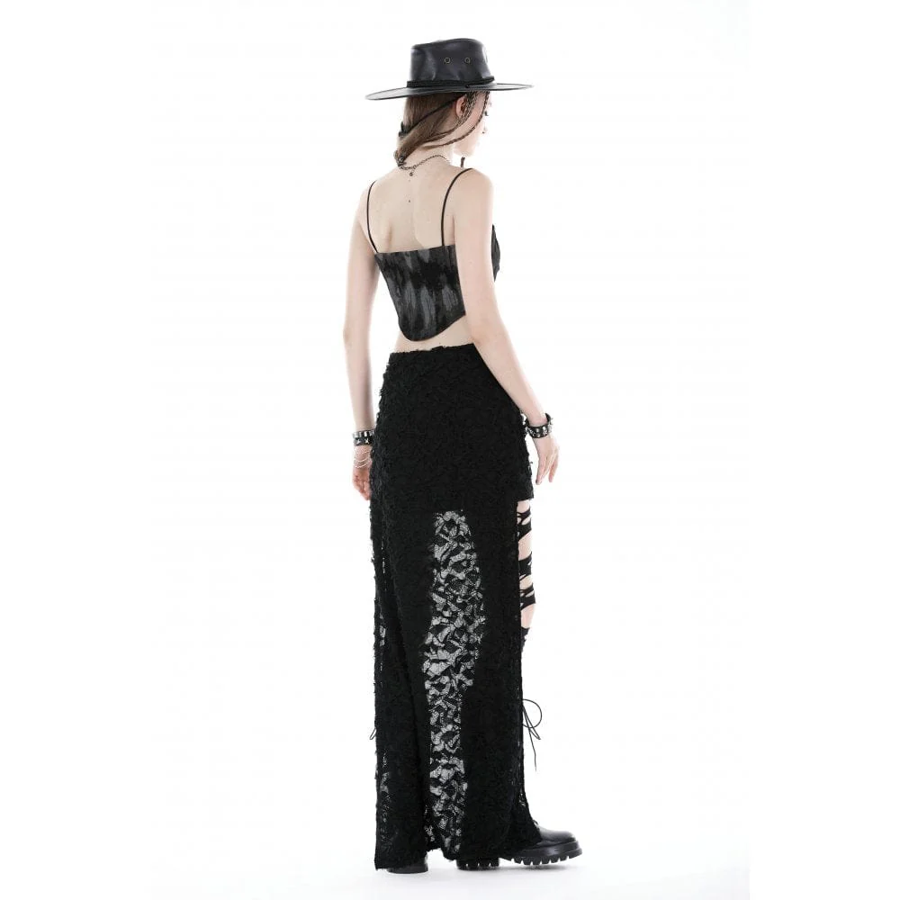 Women's Punk Ruched Ripped High-low Skirt - Image 9