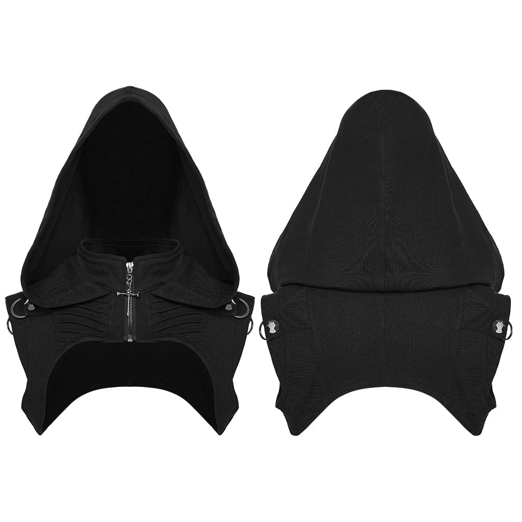 Women's Punk Ruched Zip Short Hooded Vest - Image 5