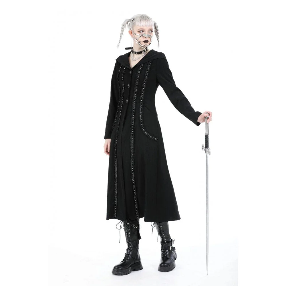 Women's Punk Ruffled Jacket with Hood - Image 8