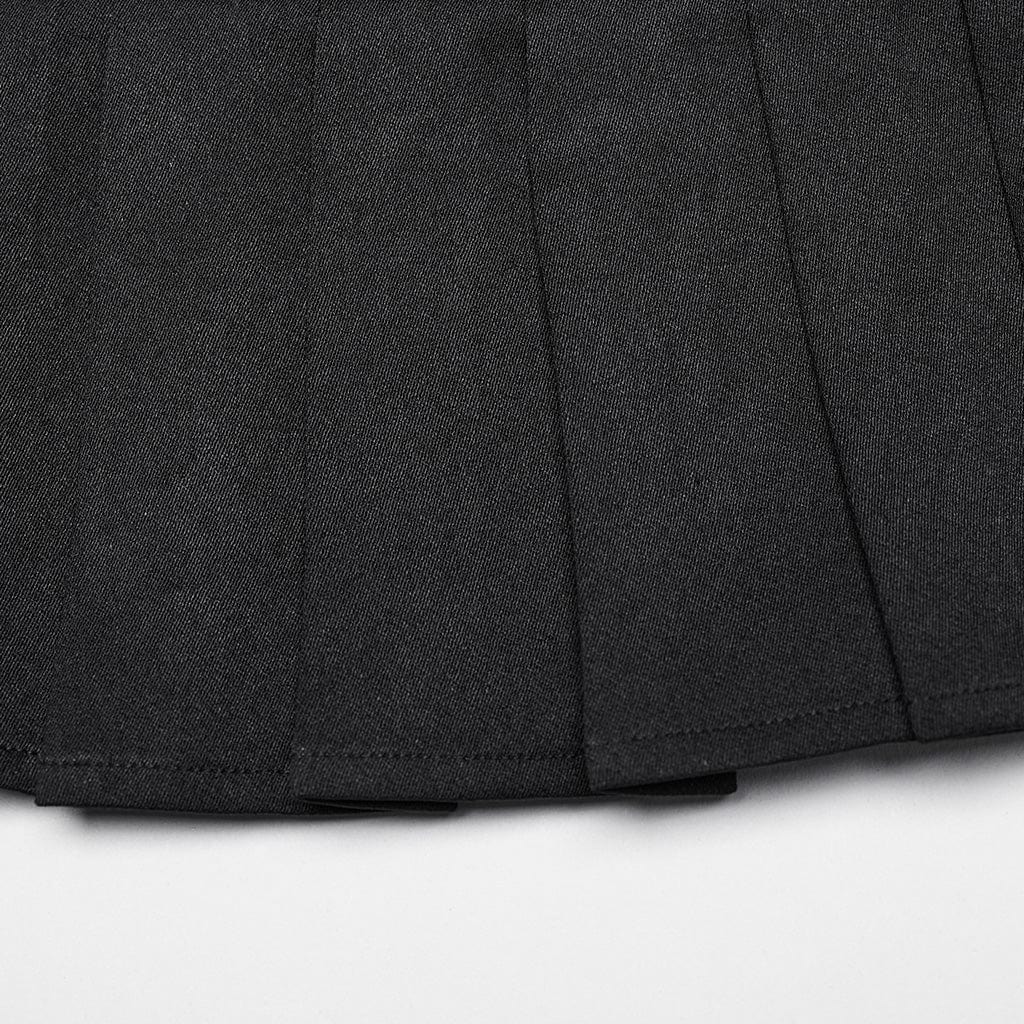 Women's Punk Ruffled Lace Splice Pleated Skirt - Image 8