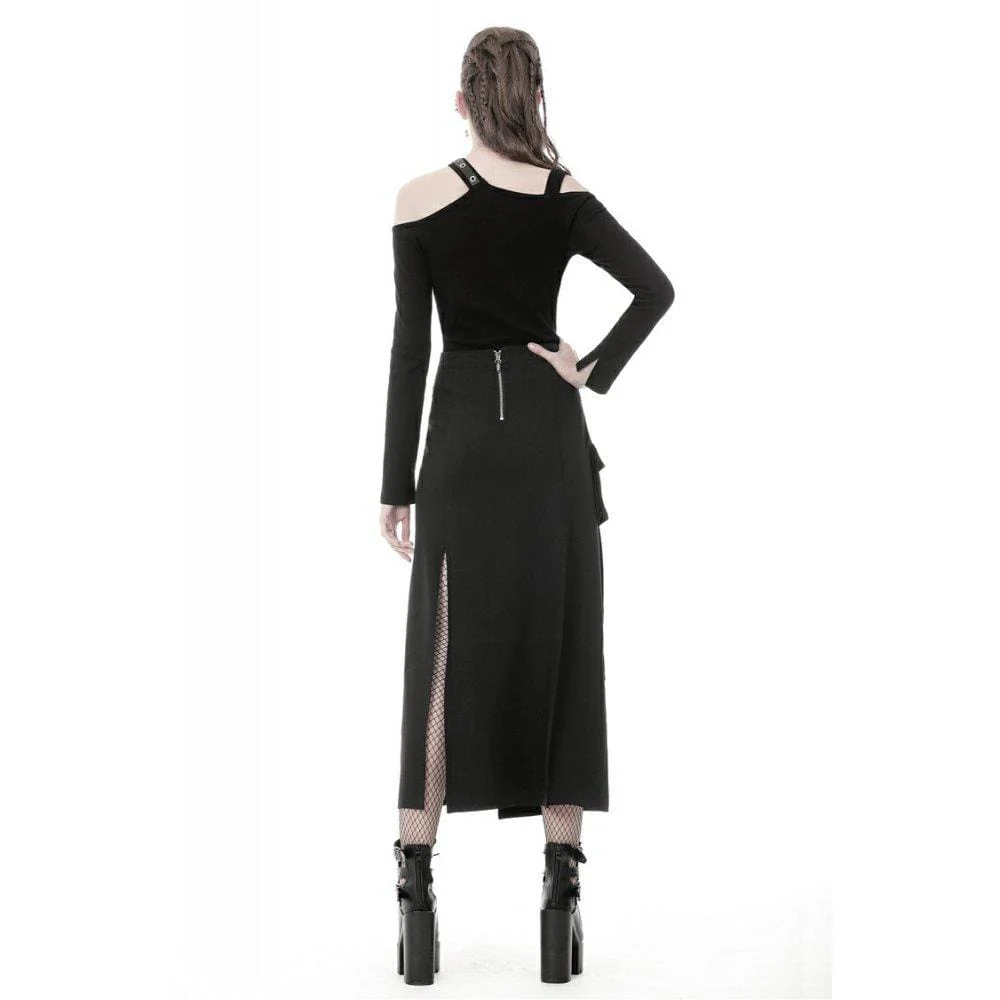 Women's Punk Sexy Slit Irregular Long Skirts - Image 4