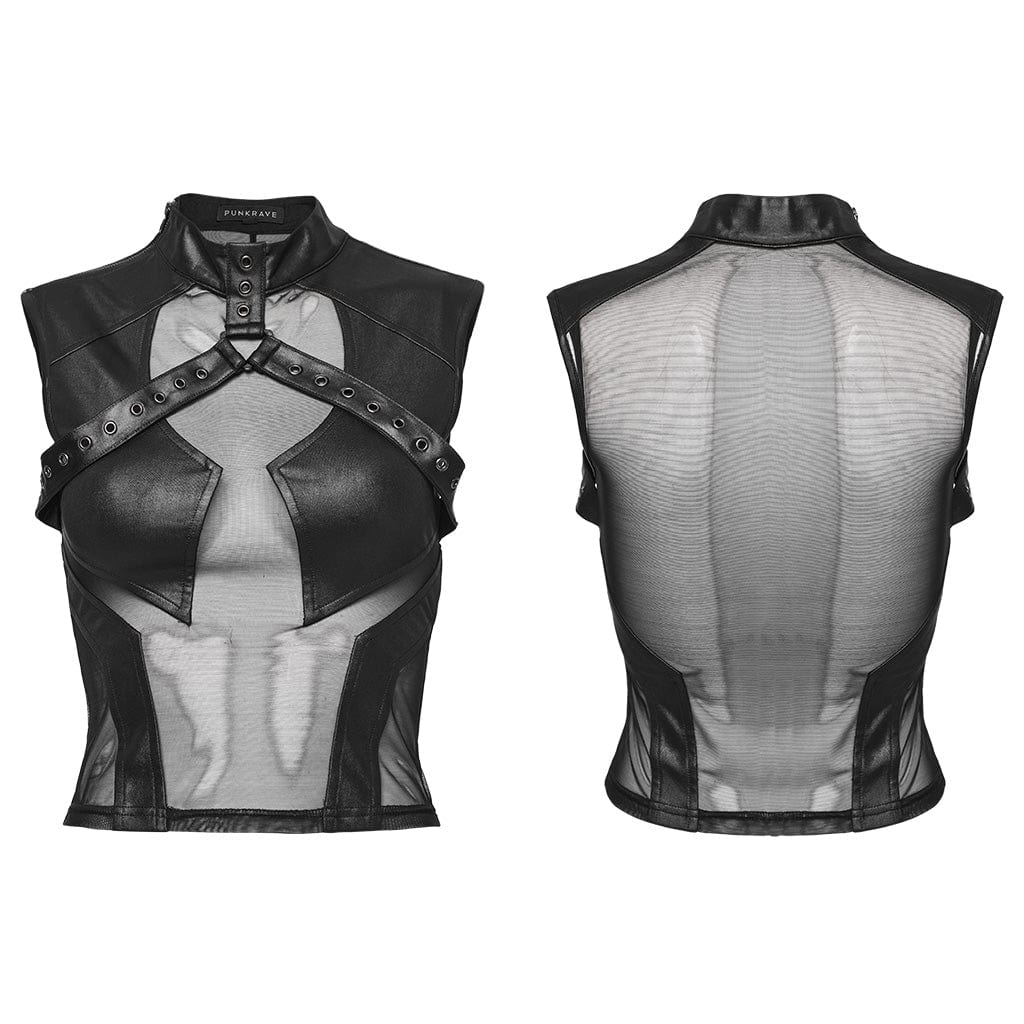 Women's Punk Sheer Eyelet Vest - Image 5
