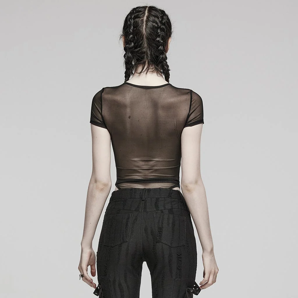 Women's Punk Sheer Stud Mesh Bodysuit - Image 3