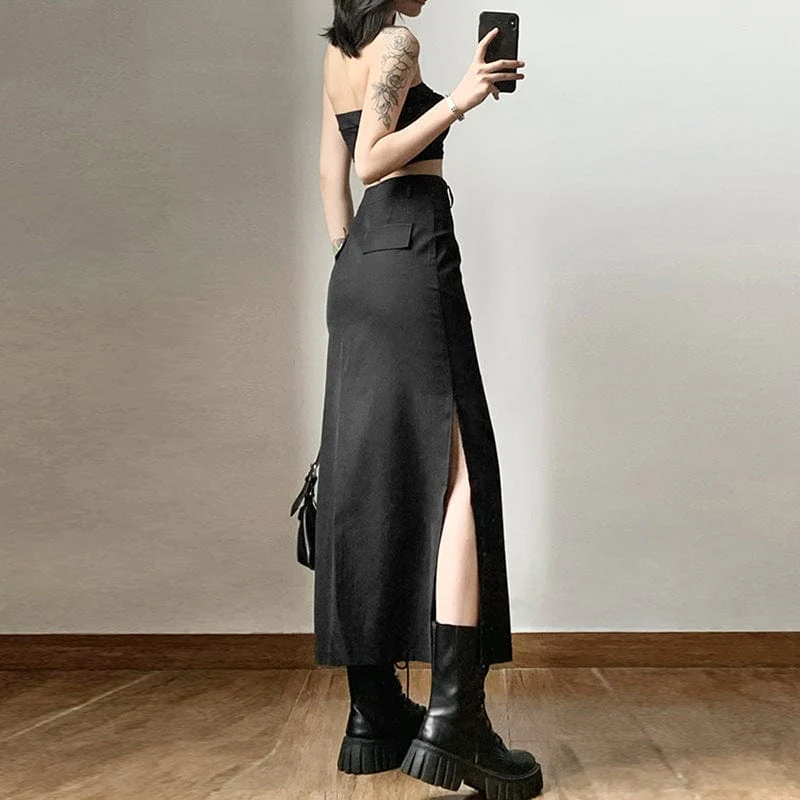 Women's Punk Side Slit Straight Skirt - Image 9