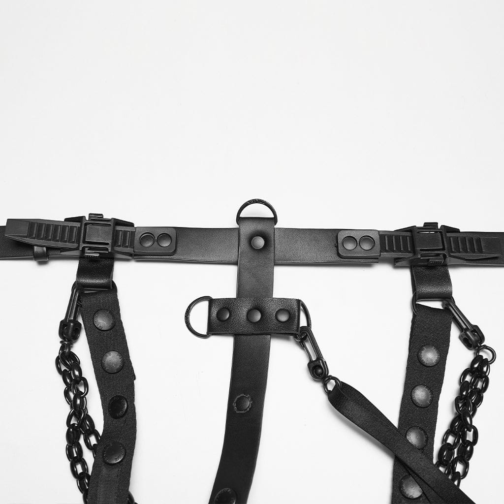 Women's Punk Skeleton Chained Harness Black-Green - Image 6
