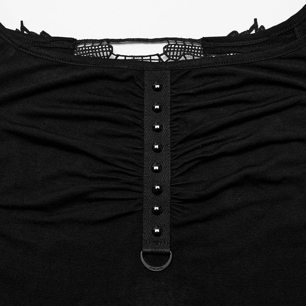 Women's Punk Skeleton Embroidered Off-shoulder Dress - Image 6