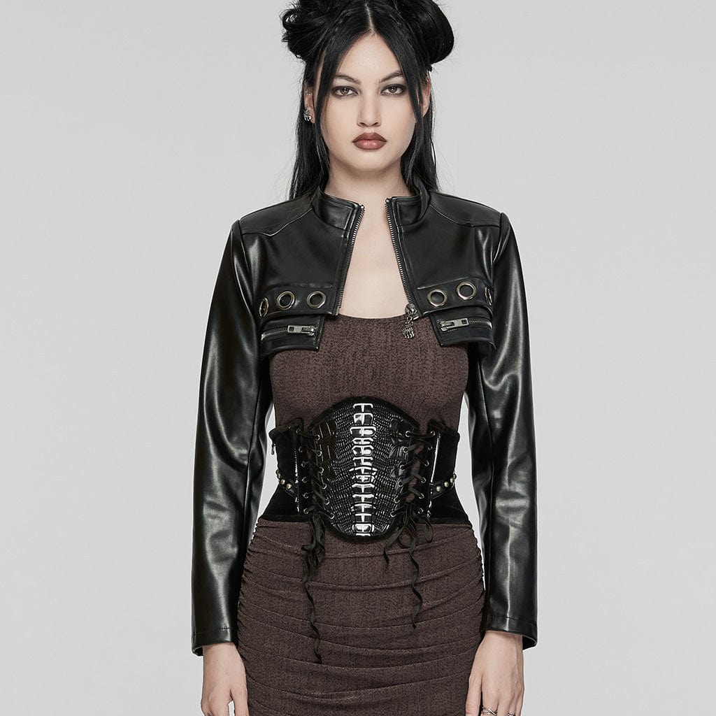 Women's Punk Skeleton Lace-up Underbust Corset